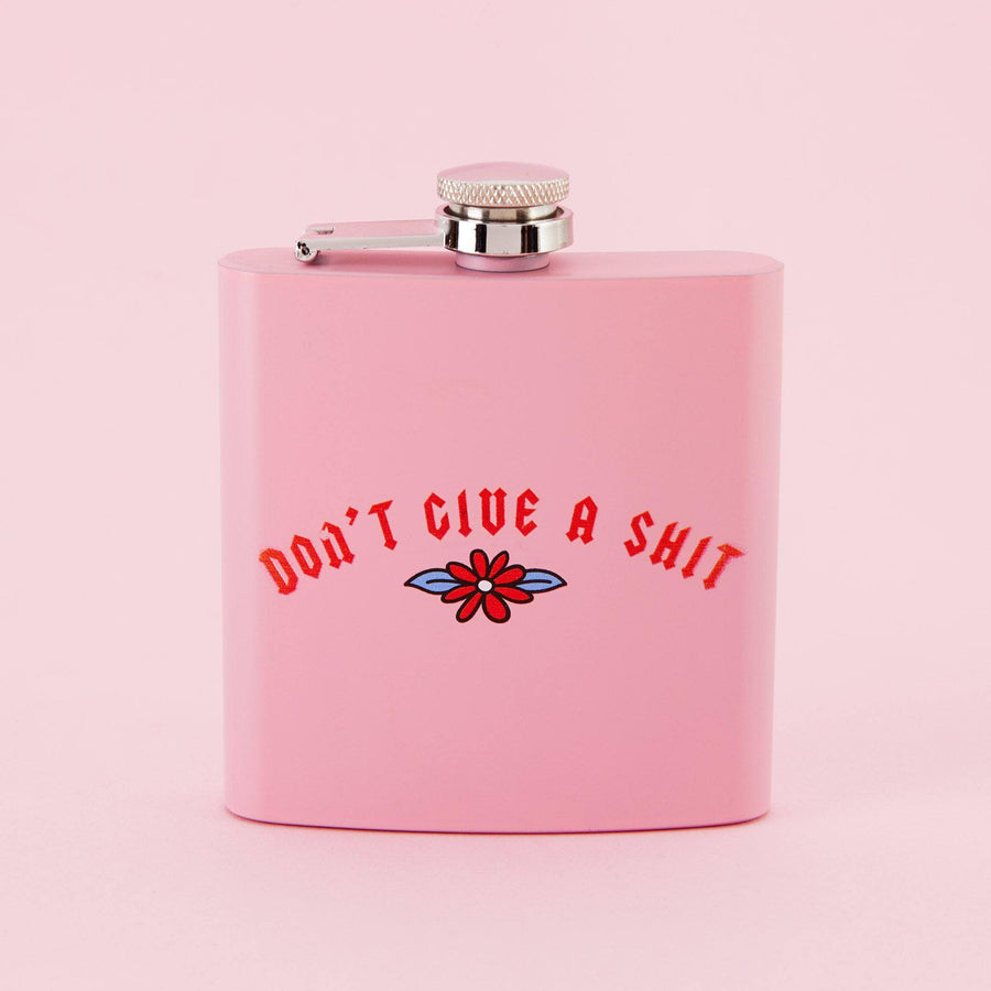 Punky Pins Don't Give A Shit Hip Flask - Light Pink