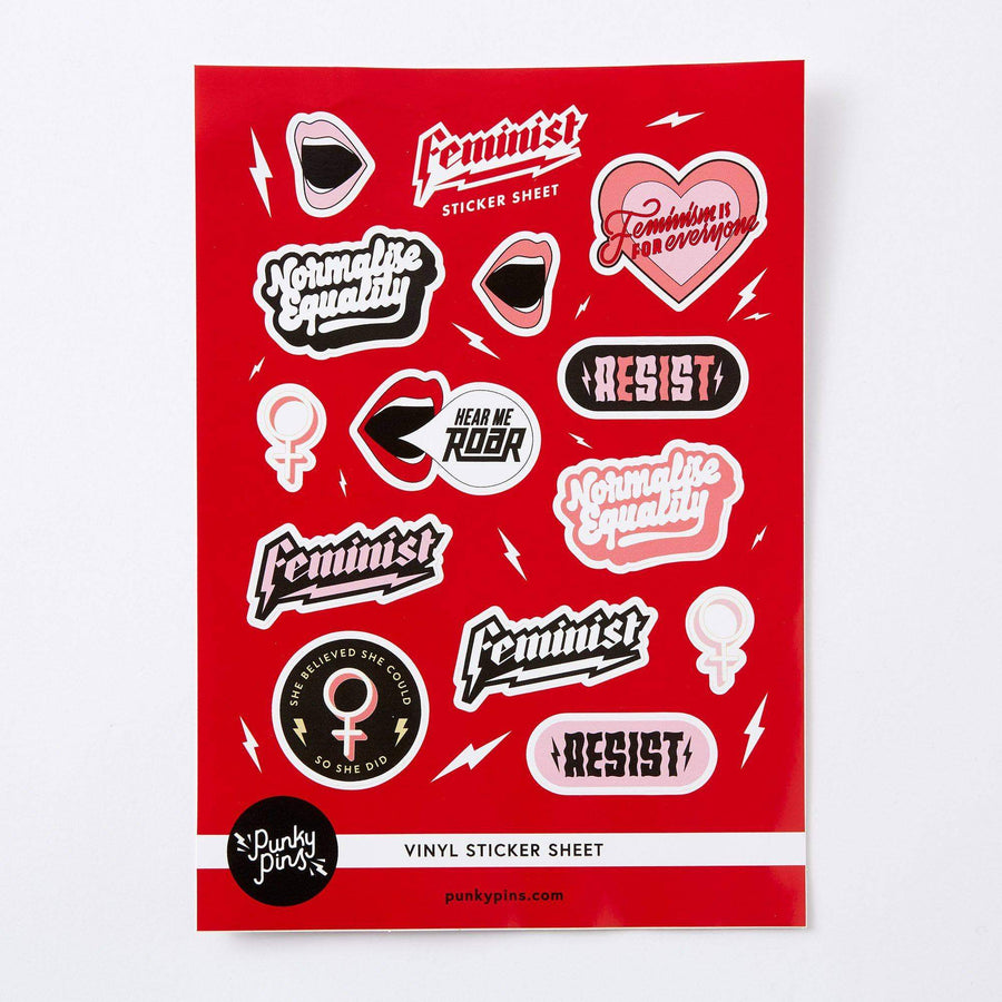 Punky Pins Feminist A5 Vinyl Sticker Sheet