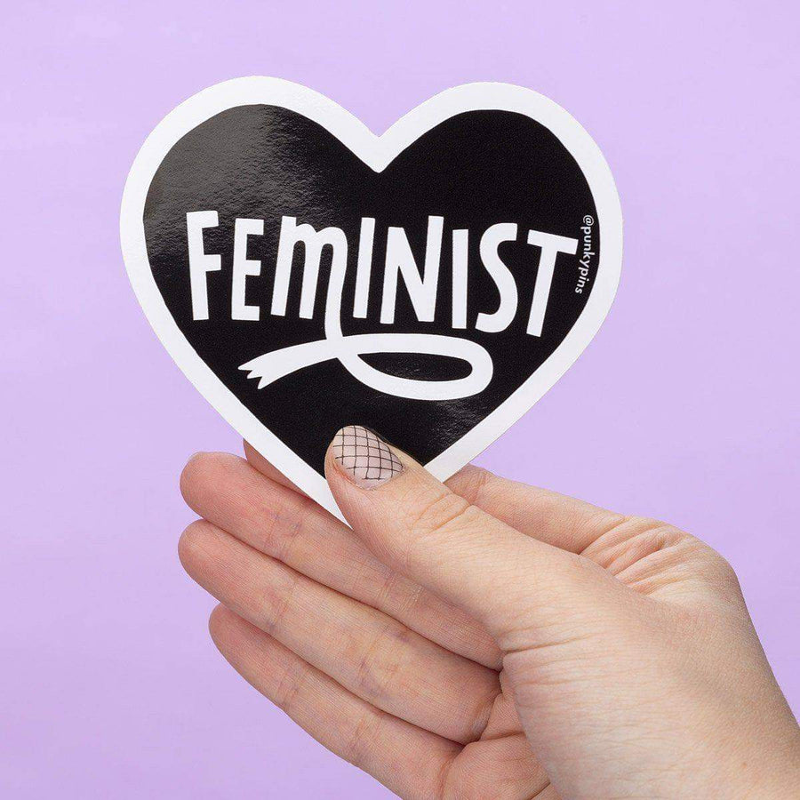 Punky Pins Feminist Heart Black Large Vinyl Sticker