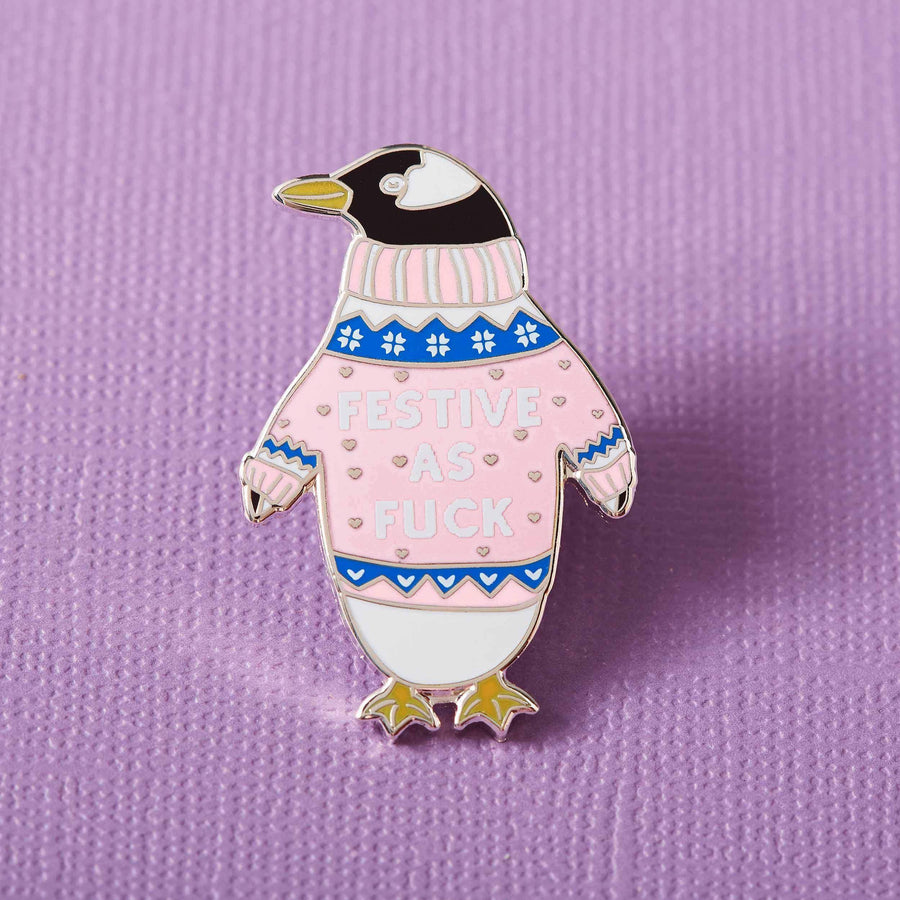 Festive AF Penguin Enamel Pin