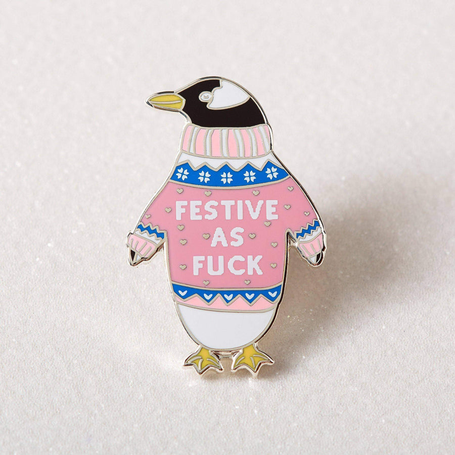 Festive AF Penguin Enamel Pin