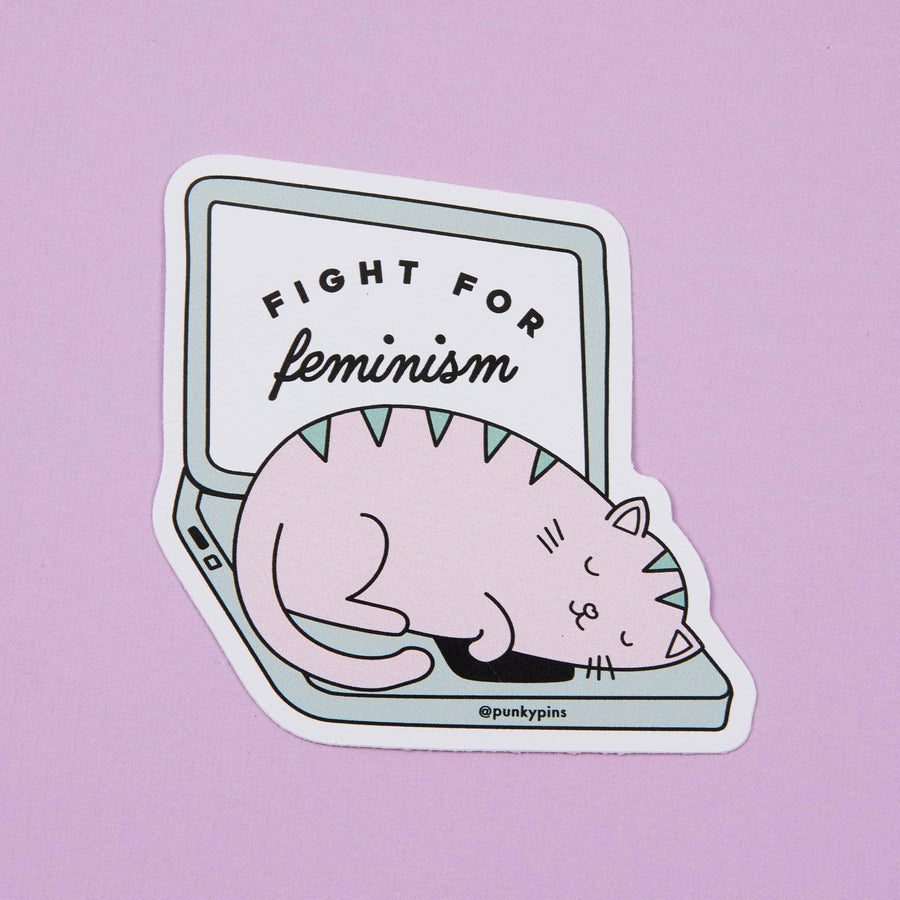 Punky Pins Fight For Feminism Cat Vinyl Sticker