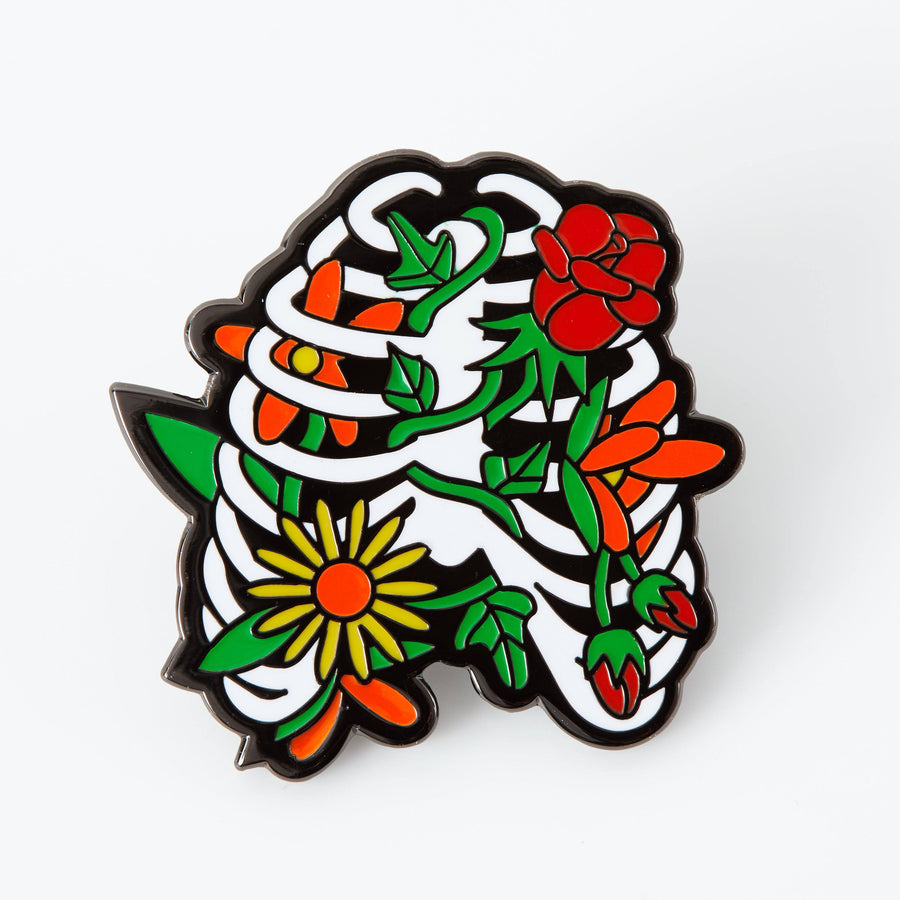 Punky Pins Floral Ribcage Enamel Pin