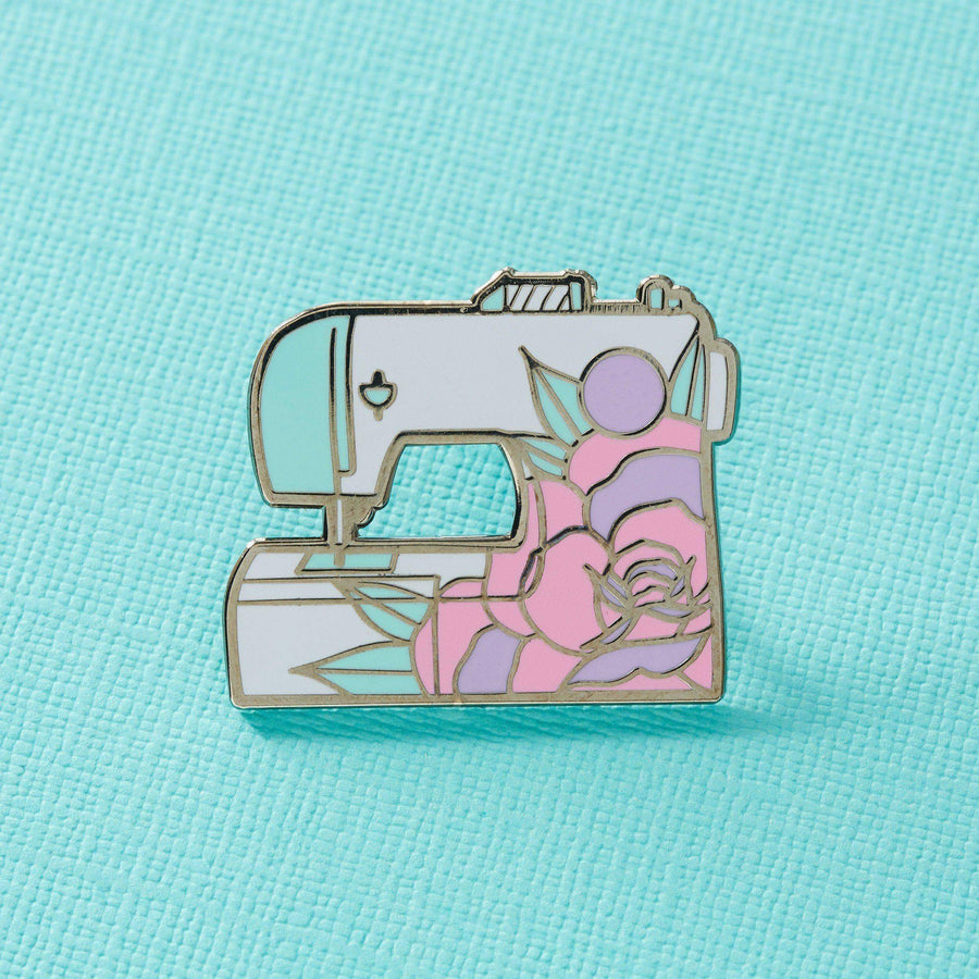 Punky Pins Floral Sewing Machine Enamel Pin