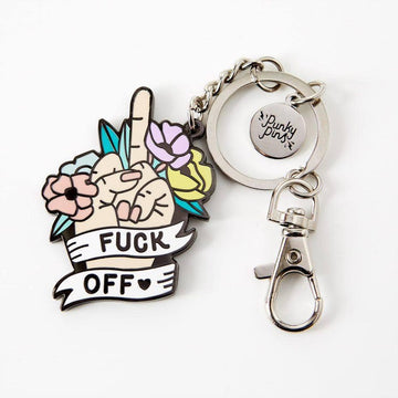 Fuck off Floral Enamel Keyring