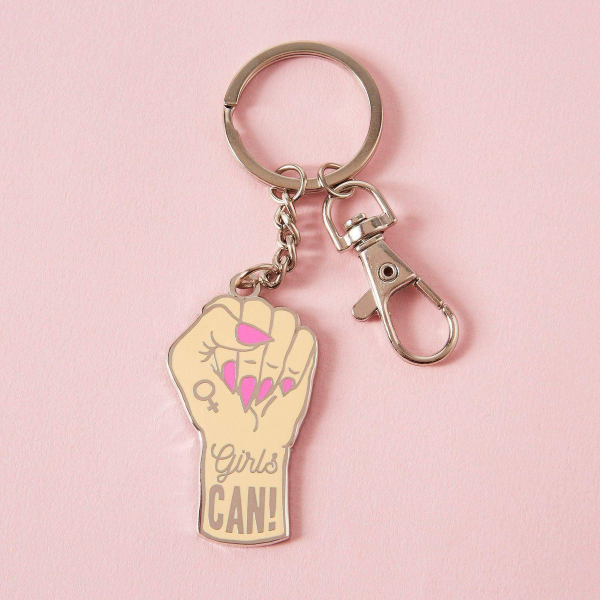 Punky Pins Girls Can Enamel Keyring