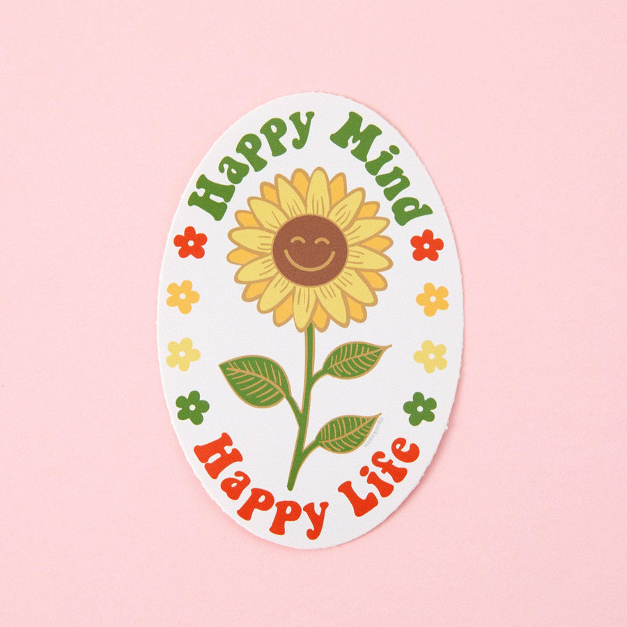 Punky Pins Happy Mind, Happy Life Vinyl Sticker