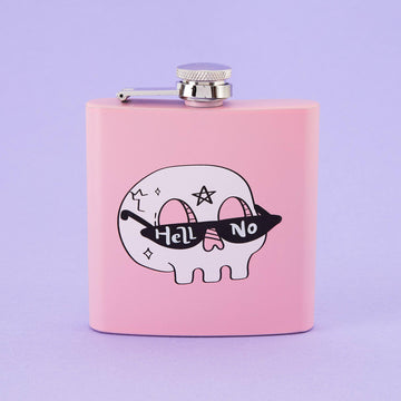 Punky Pins Hell No Hip Flask - Light Pink