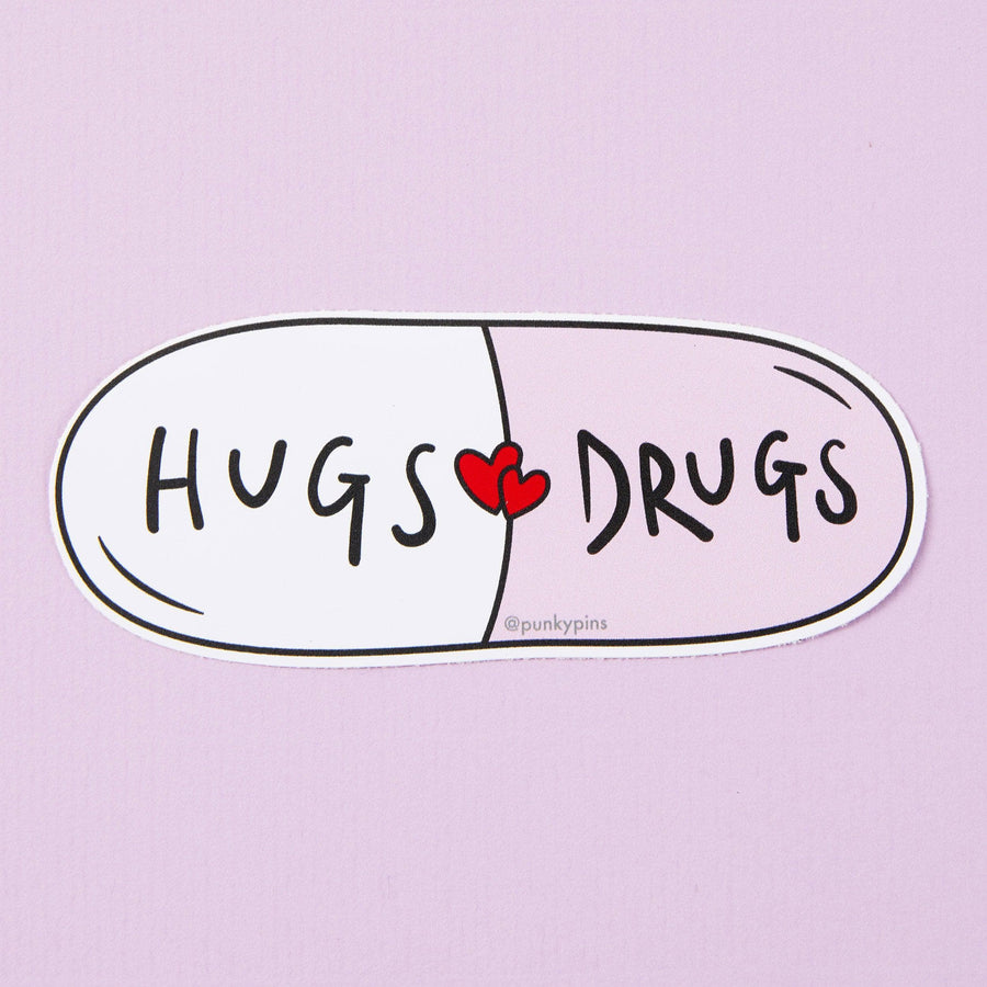 Punky Pins Hugs Drugs Vinyl Sticker