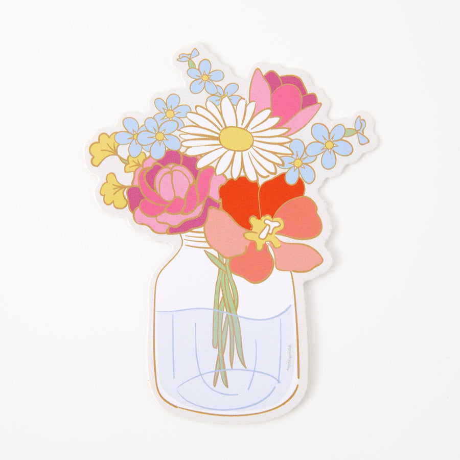 Punky Pins Jam Jar Flowers Vinyl Sticker