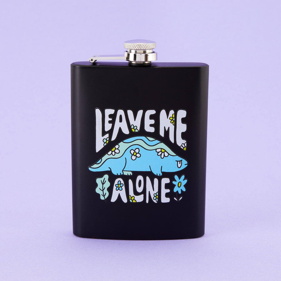 Punky Pins Leave Me Alone Hip Flask - Tall Black
