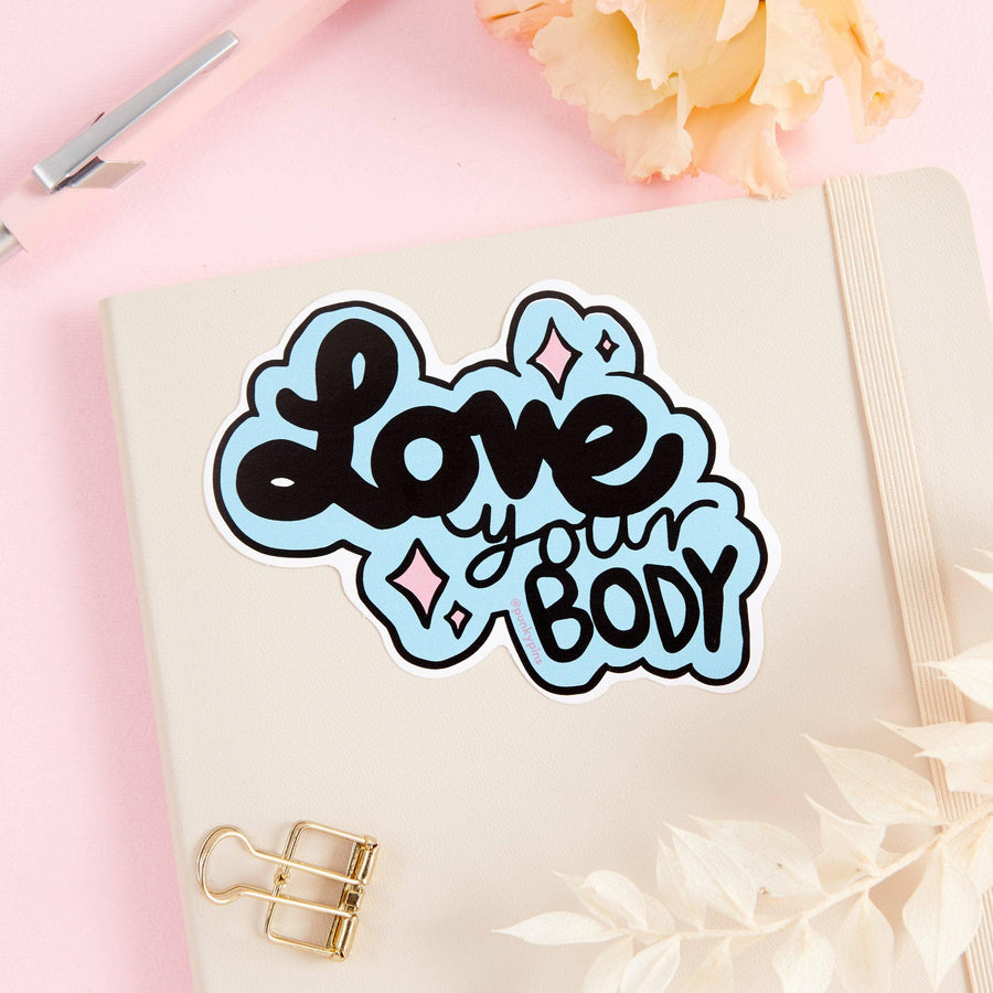 Punky Pins Love Your Body Blue Vinyl Sticker