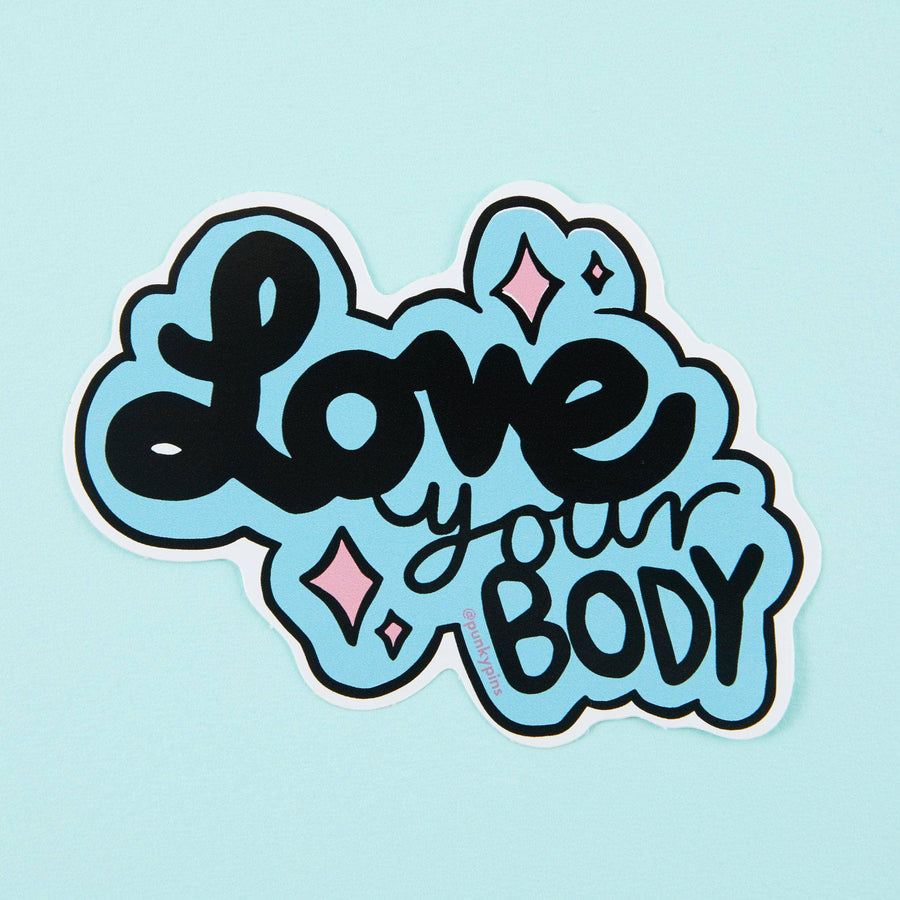 Punky Pins Love Your Body Blue Vinyl Sticker