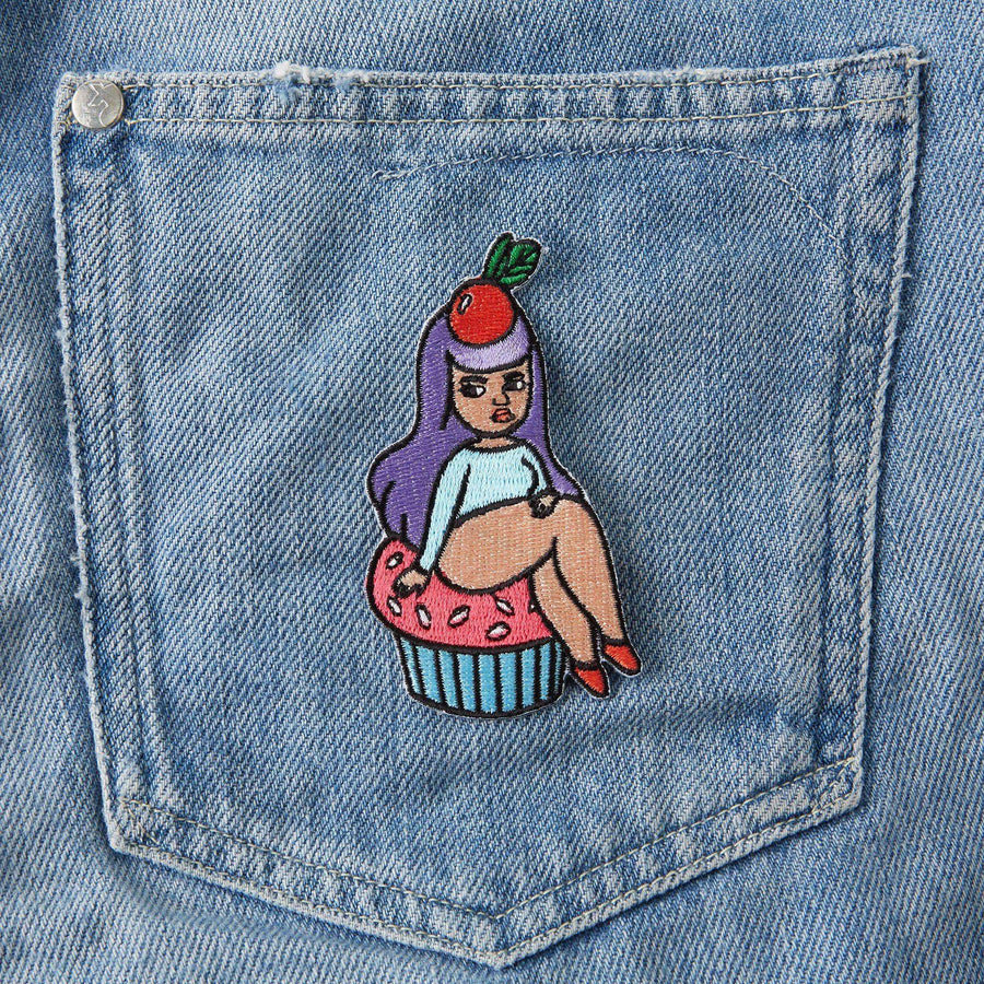 Punky Pins Mel Stringer Cupcake Babe Embroidered Iron On Patch