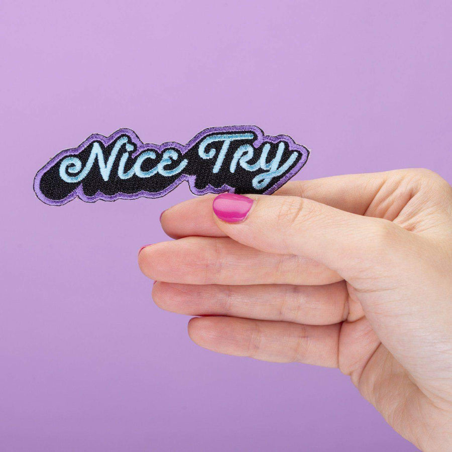 Punky Pins Nice Try Embroidered Iron On Patch