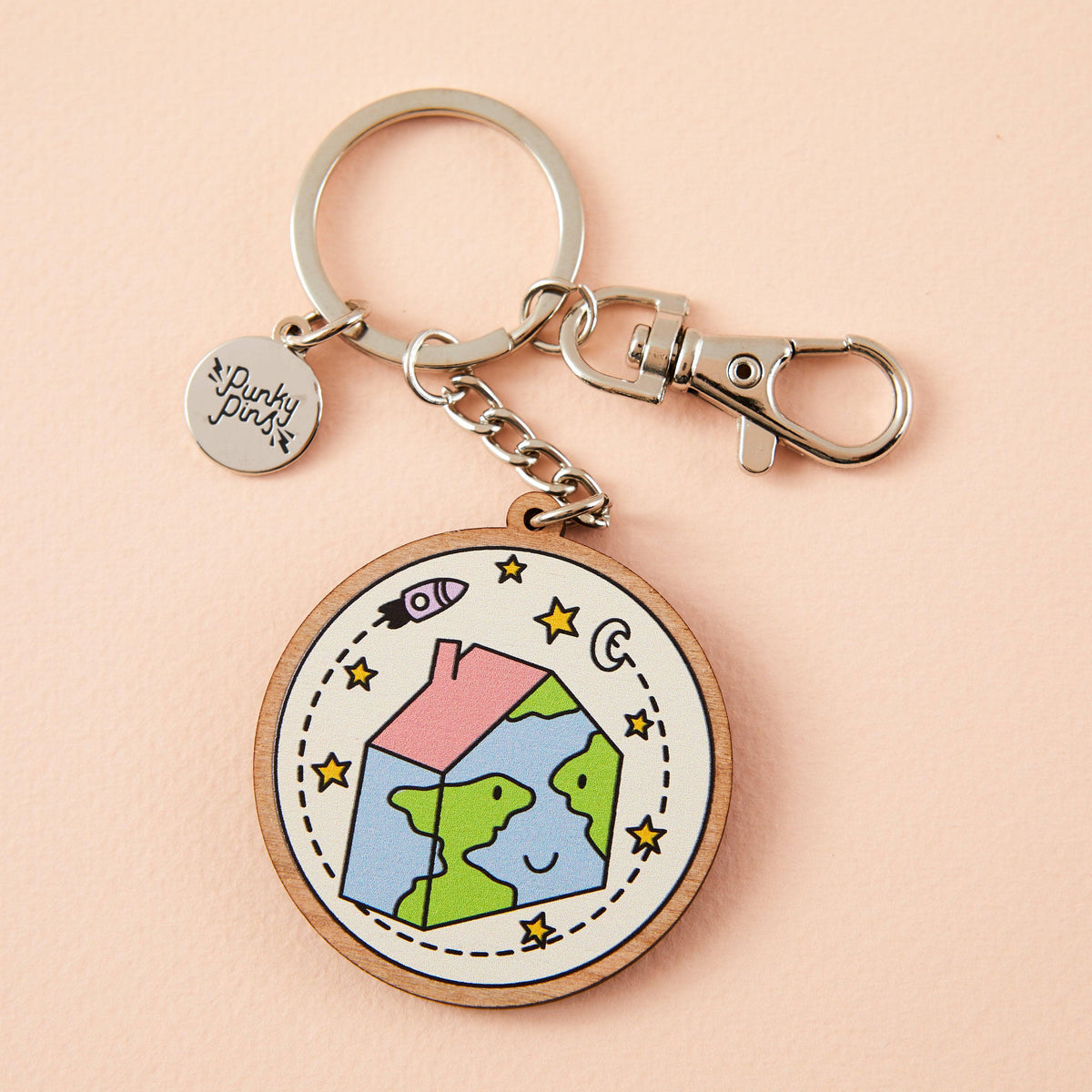 Punky Pins Our Home Wooden Eco Keyring
