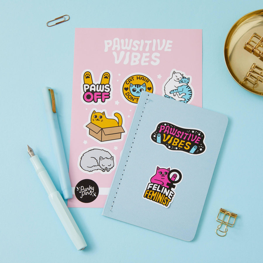 Punky Pins Pawsitive Vibes Cats Vinyl Sticker Sheet