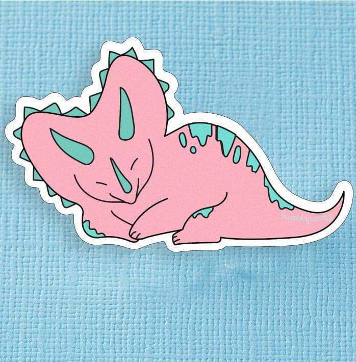 Pink and Green Triceratops Dinosaur Large Vinyl Sticker