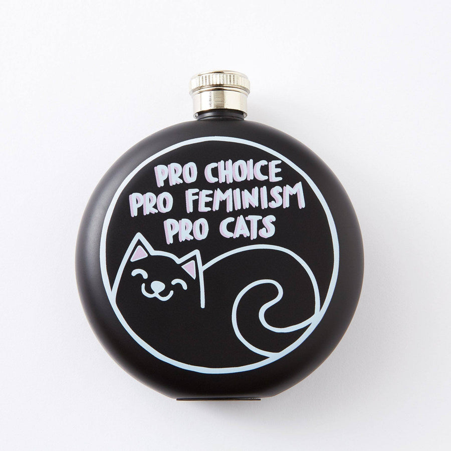 Punky Pins Pro Cats, Pro Feminism, Pro Choice Hip Flask