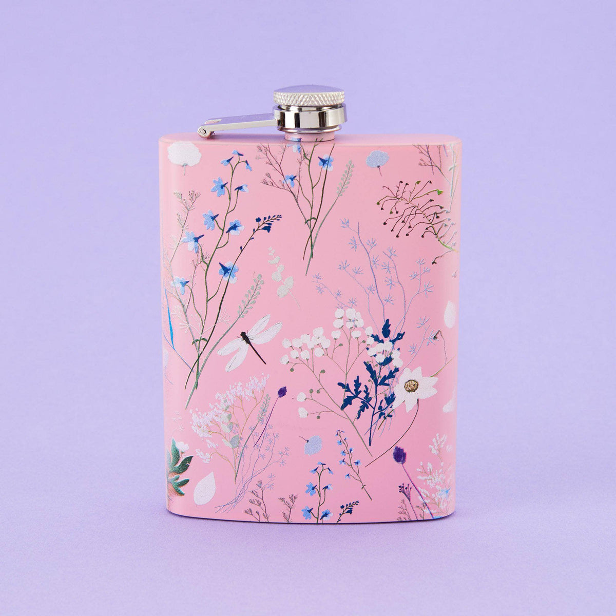 Punky Pins Spring Meadow Hip Flask - Tall Light Pink