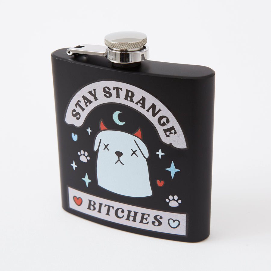 Punky Pins Stay Strange Bitches Hip Flask
