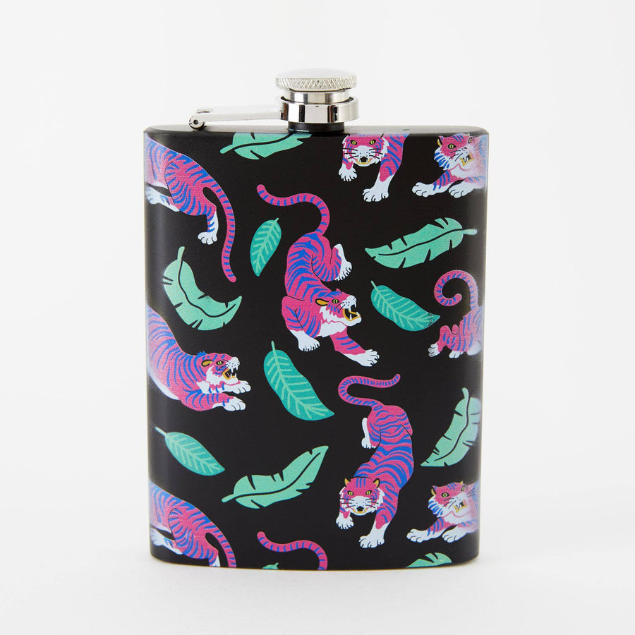 Punky Pins Tiger Hip Flask - Tall Black