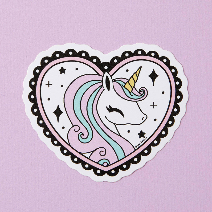 Punky Pins Unicorn Heart Vinyl Sticker