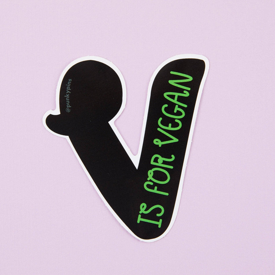 Punky Pins V Is For Vegan Vinyl Sticker