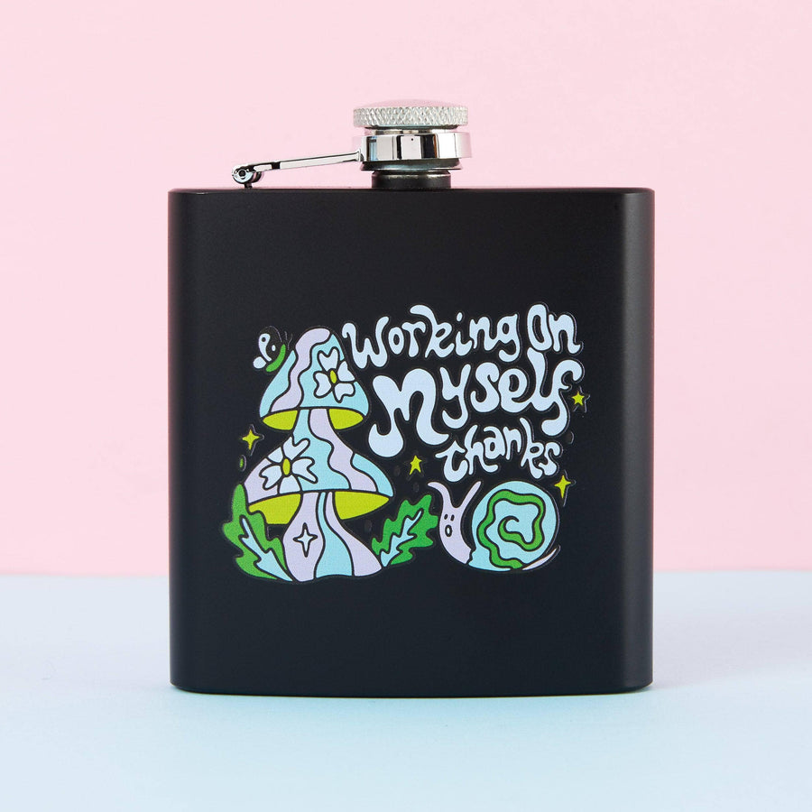 Punky Pins Workin on myself thanks Hip Flask - Square Black