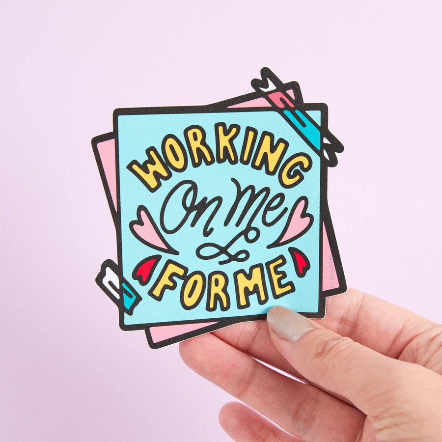 Punky Pins Working On Me For Me Vinyl Sticker