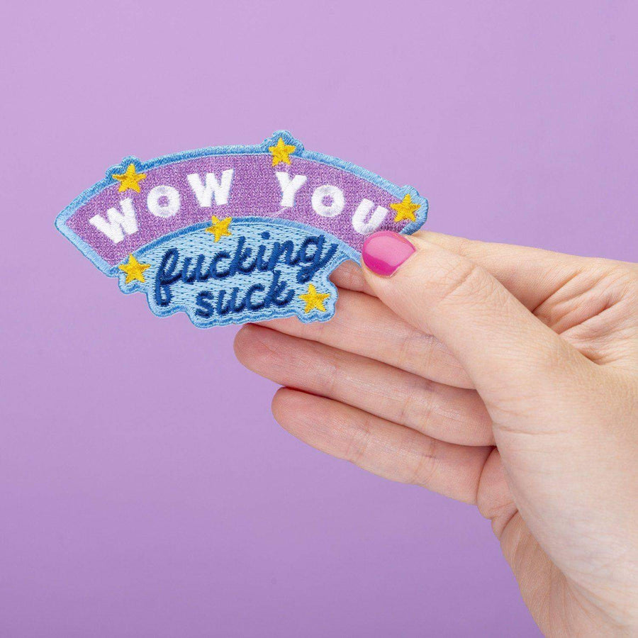 Punky Pins Wow You Fucking Suck Embroidered Iron On Patch