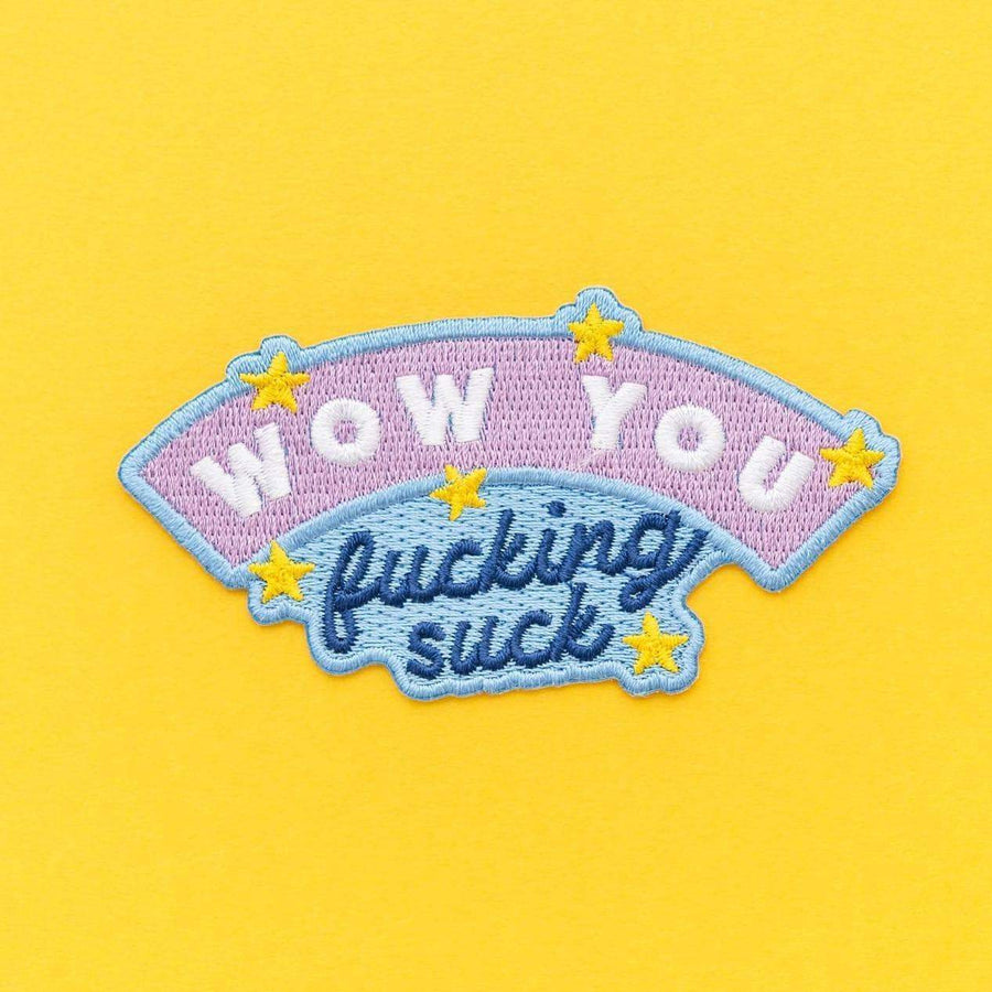 Punky Pins Wow You Fucking Suck Embroidered Iron On Patch