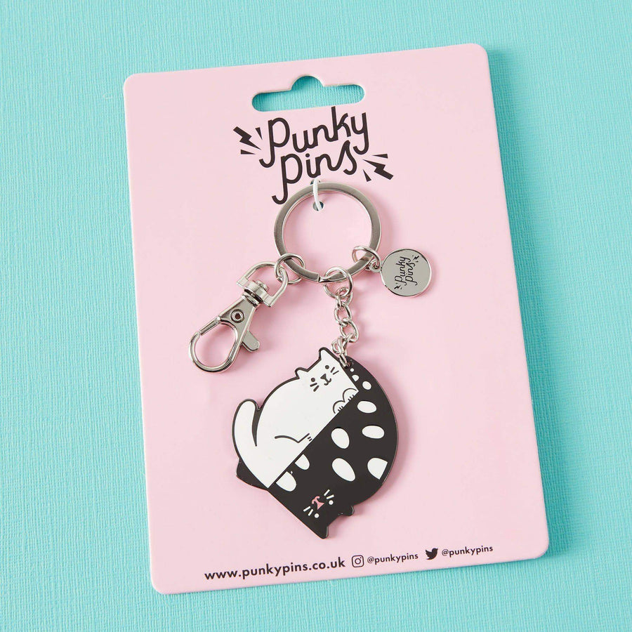 Ying & Yang Cats Enamel Keyring