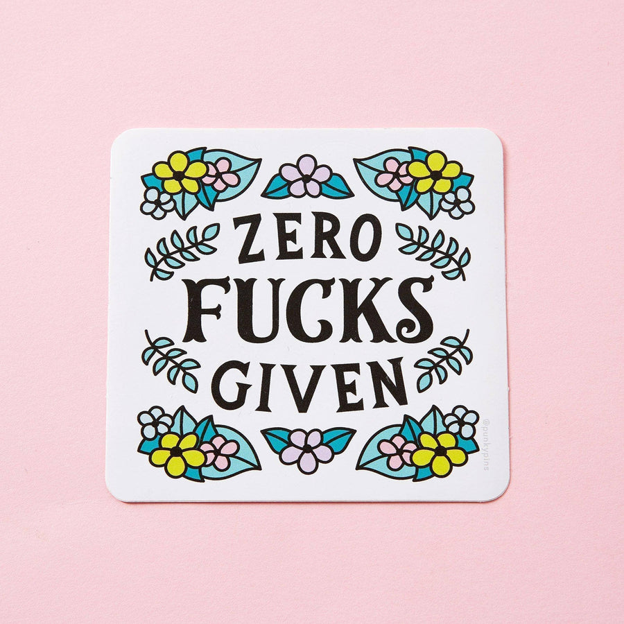 Punky Pins Zero Fucks Given Floral Vinyl Sticker