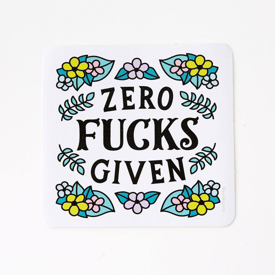 Punky Pins Zero Fucks Given Floral Vinyl Sticker