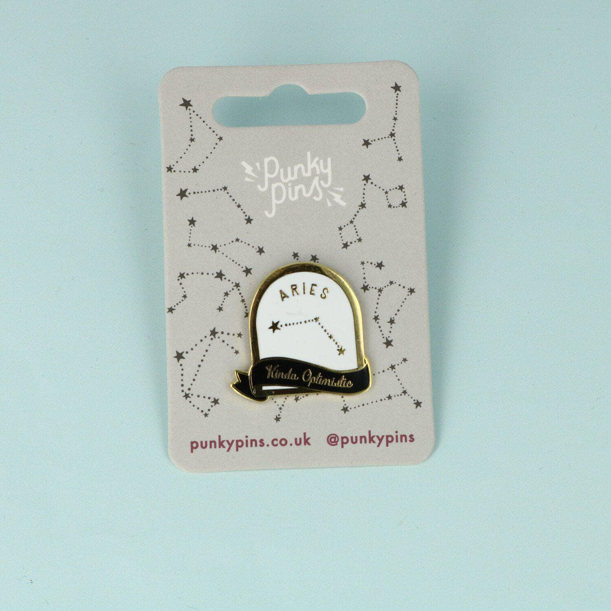 punkypins Aries Black and White Star Sign Enamel Pin