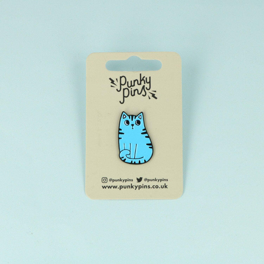 punkypins Blue Cat Enamel Pin