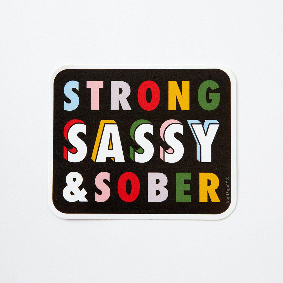 Strong Sassy and Sober Vinyl Laptop Sticker